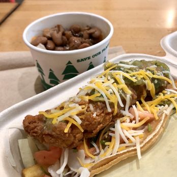 Summer Salt - Fried chicken taco and a side of rice and beans - Tacos Near Me - New York, New York Summer Salt - Fried chicken taco and a side of rice and beans - Tacos Near Me - New York, New York