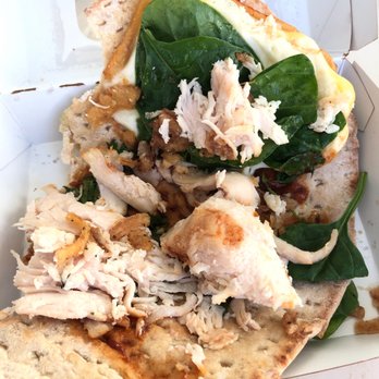 Panera Bread - BBQ Chicken Flatbread. The cheese - not melted. Clumps of chicken and a really odd taste to it the made me lose my appetite. - Sandwiches Near Me - Waldorf, Maryland Panera Bread - BBQ Chicken Flatbread. The cheese - not melted. Clumps of chicken and a really odd taste to it the made me lose my appetite. - Sandwiches Near Me - Waldorf, Maryland