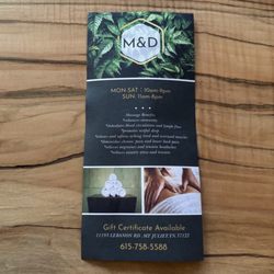 M & D Massage - Brochure as of 2/2026