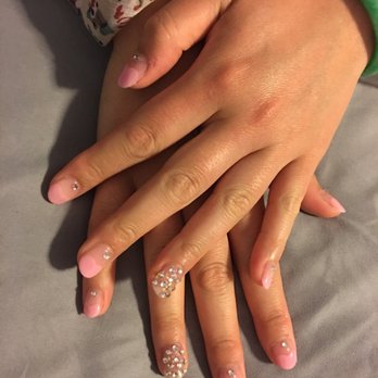 Wilbraham Nail Spa - Korean pink heart French nails. Very simple trendy nail design in South Korea. - Nail Salons Near Me - Wilbraham, Massachusetts