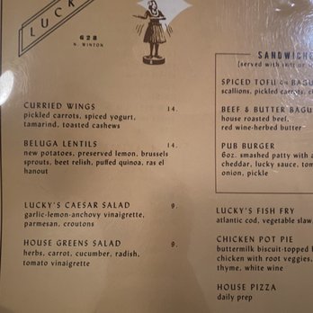 Luckys - Menu - New American Near Me - Rochester, New York