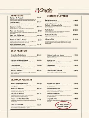 Menu photo 2 Cayta Peruvian Cuisine Gaithersburg, MD Menu photo 2 Cayta Peruvian Cuisine Gaithersburg, MD