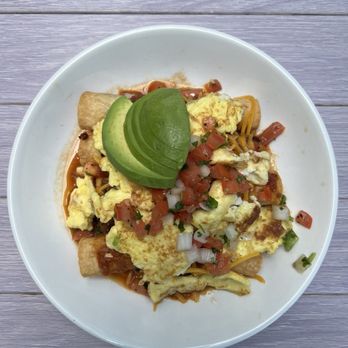 Over Easy - Surprise - Rolled Taco bowl (minus the feta and cilantro crema) and eggs scrambled well. - Breakfast & Brunch Near Me - Surprise, Arizona Over Easy - Surprise - Rolled Taco bowl (minus the feta and cilantro crema) and eggs scrambled well. - Breakfast & Brunch Near Me - Surprise, Arizona