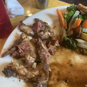 Luigi's Italian Cafe - This was the grissle my husband had to use his pocket knife to cut off for the few bites of steak. - Italian Near Me - Mount Pleasant, Texas
