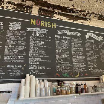 Nurish - a menu on a blackboard in a restaurant - Salad Near Me - Brooklyn, New York Nurish - a menu on a blackboard in a restaurant - Salad Near Me - Brooklyn, New York
