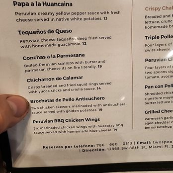 Two Spoons Peruvian Kitchen - Menu - Peruvian Near Me - Miami, Florida Two Spoons Peruvian Kitchen - Menu - Peruvian Near Me - Miami, Florida