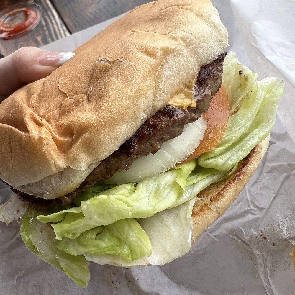 Alameda Grill - CHEESEBURGER - $7.99 - Fresh ground chuck USDA, Mayo, Mustard, Lettuce, Tomato, Onion, and of course Cheese. - American Near Me - Alameda, California