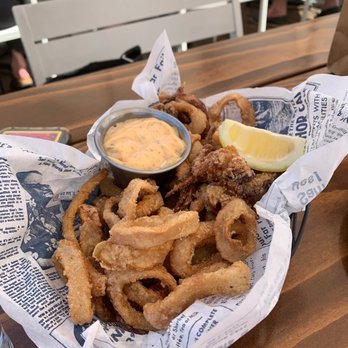 Sam's Anchor Cafe - Calamari- looks good, but average at best, a bit rubbery and off In flavor - Seafood Near Me - Tiburon, California Sam's Anchor Cafe - Calamari- looks good, but average at best, a bit rubbery and off In flavor - Seafood Near Me - Tiburon, California
