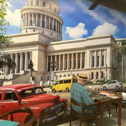 Qué Bolá - Wall mural of El Capitolio, National Capital Building, in Cuba.