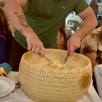 Acqua Di Mare - Cheese wheel pasta in the making! - Mediterranean Near Me - Chandler, Arizona