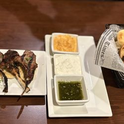 Community Restaurant - Lamb Lollipops and Bread Basket with Dipping Sauces