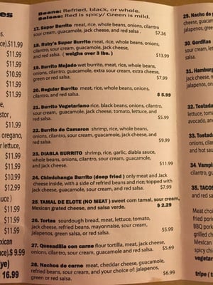 Menu photo 7 Ruby's Taqueria Sunnyvale, CA