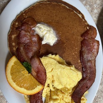 The Coffee Cup Cafe - The combo with pancakes and scrambled eggs - American Near Me - Long Beach, California