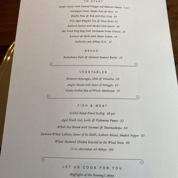 Angler - Menu as of 6/20/24 - Seafood Near Me - San Francisco, California
