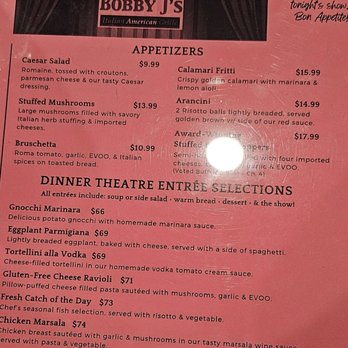 Desiderio Dinner Theatre - Menu 7/2026 - Dinner Theater Near Me - Buffalo, New York