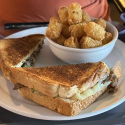 Yeagers Down Home - Philly cheesesteak with tater tots