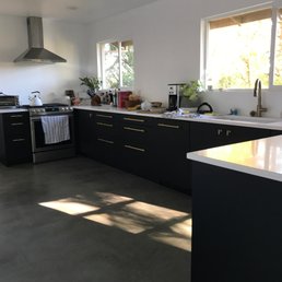 New skimcoat concrete floors in our remodeled kitchen New skimcoat concrete floors in our remodeled kitchen