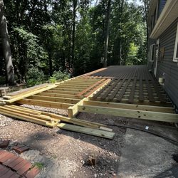 ABLE Masonry & Painting - Stage of the deck as he left it