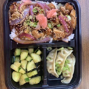 Nanabi - Build your own Bento: Chicken teriyaki, pork gyoza, sesame cucumber salad, rice. - Asian Fusion Near Me - Utica, New York