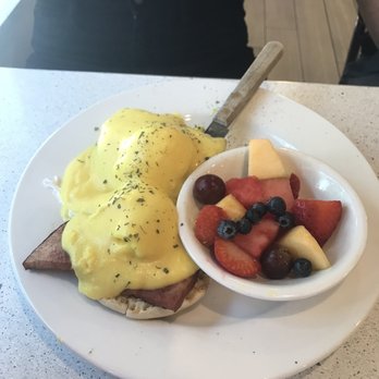 Beachside Diner - Eggs Benedict with fresh fruit side. - Diners Near Me - St. Augustine, Florida