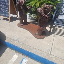 Bears out front of bakery