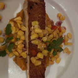 La Rana Bistro - Salmon on sweet potato puree.