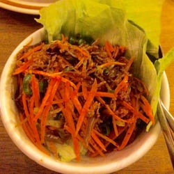 Yim Yam - Bah Gohp (Crispy Fish Salad) (whitebait & grilled shredded coconut, garnished with roasted peanuts) (A$7.90).
