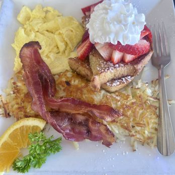 Stevies Family Restaurant - French toast with strawberries combo - Breakfast & Brunch Near Me - Prunedale, California Stevies Family Restaurant - French toast with strawberries combo - Breakfast & Brunch Near Me - Prunedale, California
