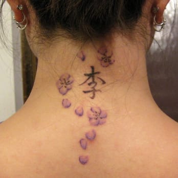 Moth and Dagger Tattoo Studio - my family name + plum blossoms inked by Mario Delgado (day one) - Tattoo Near Me - San Francisco, California