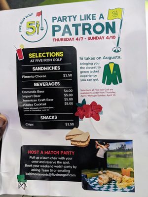 Menu photo 1 Five Iron Golf Baltimore, MD