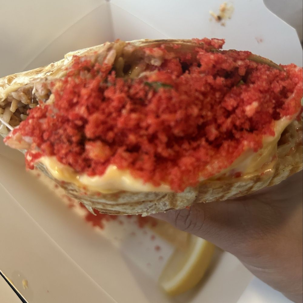 Fatima’s Grill - Quesarito flamin hot Cheetos with dust - Mediterranean Near Me - Long Beach, California