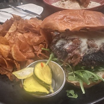 Q1227 Restaurant - Burger with chips - New American Near Me - Roseville, California Q1227 Restaurant - Burger with chips - New American Near Me - Roseville, California