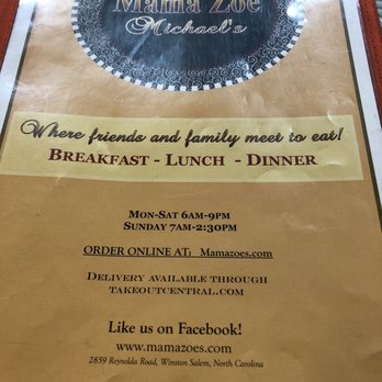 Mama Zoe Michael's - Menu Cover - Southern Near Me - Winston-Salem, North Carolina Mama Zoe Michael's - Menu Cover - Southern Near Me - Winston-Salem, North Carolina