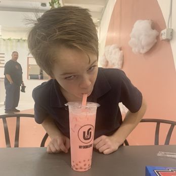 My Boba Spot - Strawberry milk tea with passion fruit bursting boba. - Bubble Tea Near Me - Yuba City, California My Boba Spot - Strawberry milk tea with passion fruit bursting boba. - Bubble Tea Near Me - Yuba City, California
