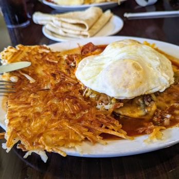 Hannah and Nate's - Carne adovada breakfast enchiladas - Christmas. Just plain delicious. - Breakfast & Brunch Near Me - Albuquerque, New Mexico