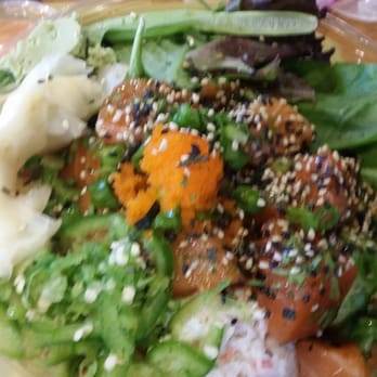 Poke Dot - Blurry salmon, salad, and rice - Seafood Near Me - Irvine, California
