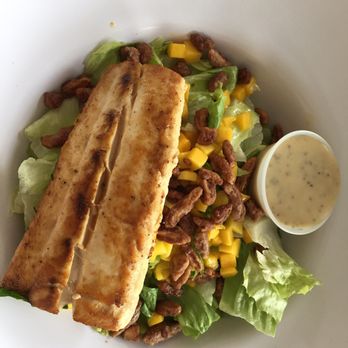 The Burger Shack - Mahi over the chopped salad with pecans and mangoes with poppyseed vinaigrette. - Burgers Near Me - Jupiter, Florida