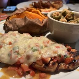 Margarita Chicken with the Baked Sweet Potato and Fried Okra