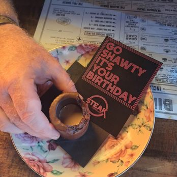 Steak Cleveland - Birthday pre-printed card and chocolate milk shot in brownie cup. - Steakhouses Near Me - Cleveland, Ohio