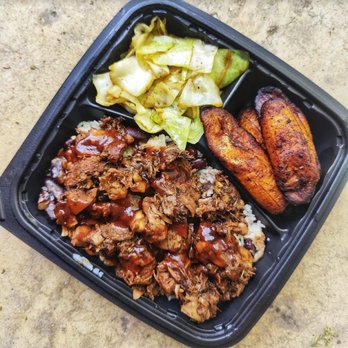 Traphouse Caribbean - Jerk Jackfruit Plate (with cabbage and plantains) - Caribbean Near Me - Austin, Texas Traphouse Caribbean - Jerk Jackfruit Plate (with cabbage and plantains) - Caribbean Near Me - Austin, Texas
