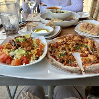 California Pizza Kitchen - A Lunch Duo (Barbecue Chicken Pizza and Barbecue Chicken Salad), Spinich Dip, and Tomato Basil Soup. - Pizza Near Me - Beverly Hills, California California Pizza Kitchen - A Lunch Duo (Barbecue Chicken Pizza and Barbecue Chicken Salad), Spinich Dip, and Tomato Basil Soup. - Pizza Near Me - Beverly Hills, California