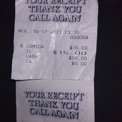 El Sol - The receipt on the top is what she tried to present me before I called the cops. And the second receipt is when they just happened to pull o
