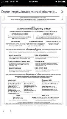 Menu photo 2 Cracker Barrel Old Country Store Panama City, FL