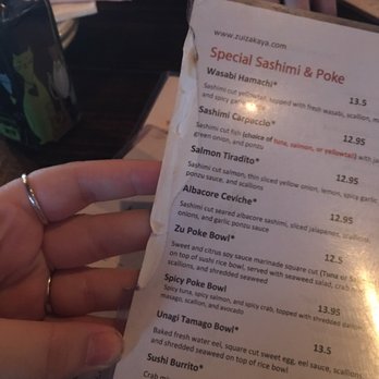 Zu Izakaya - Cracked and discolored menu - Asian Fusion Near Me - Tempe, Arizona
