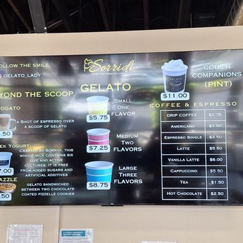Sorridi - Menu - Gelato Near Me - Vancouver, Washington