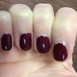 Lisa's Nails - Less than a week old.  left with polish full of bubbles and these jacked up cuticles that I was/am hoping will not get infected.