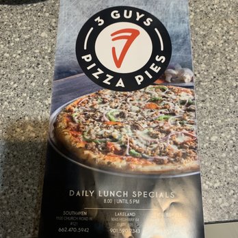 3 Guys Pizza Pies - Menu cover - Pizza Near Me - Southaven, Mississippi 3 Guys Pizza Pies - Menu cover - Pizza Near Me - Southaven, Mississippi