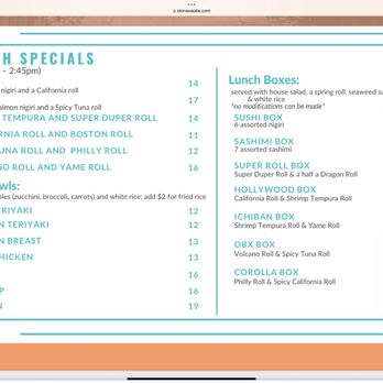 Okinawa Sushi & Grill - Screenshot of menu from their website (Nov 2024) - Zoom in for details and prices - FRESH FRESH FRESH & SUPER REASONABLE PRICES - Japanese Near Me - Corolla, North Carolina Okinawa Sushi & Grill - Screenshot of menu from their website (Nov 2024) - Zoom in for details and prices - FRESH FRESH FRESH & SUPER REASONABLE PRICES - Japanese Near Me - Corolla, North Carolina
