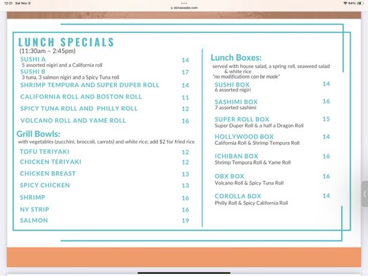 Menu photo 2 Okinawa Sushi & Grill Corolla, NC Menu photo 2 Okinawa Sushi & Grill Corolla, NC