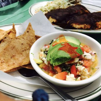 El Molino Central - Wild halibut ceviche & chicken mole tamales wrapped in banana leaf. - Mexican Near Me - Sonoma, California
